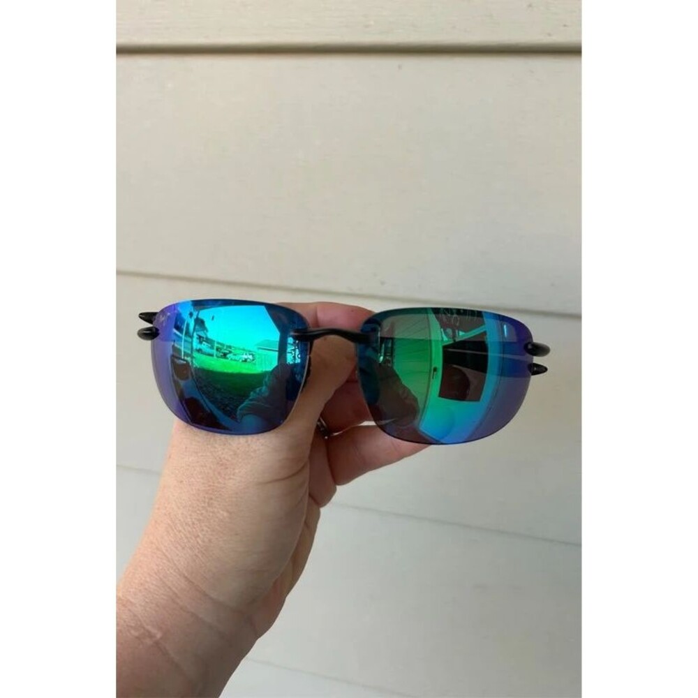 Maui Jim Ho'okipa XL Polarized Sunglasses Matte Grey Frame Green Lenses GM456-14